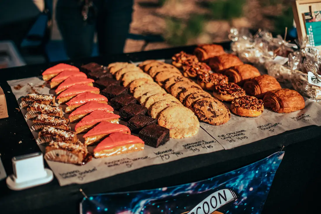 A tray of pastries on a maker’s table at Oneida Park.